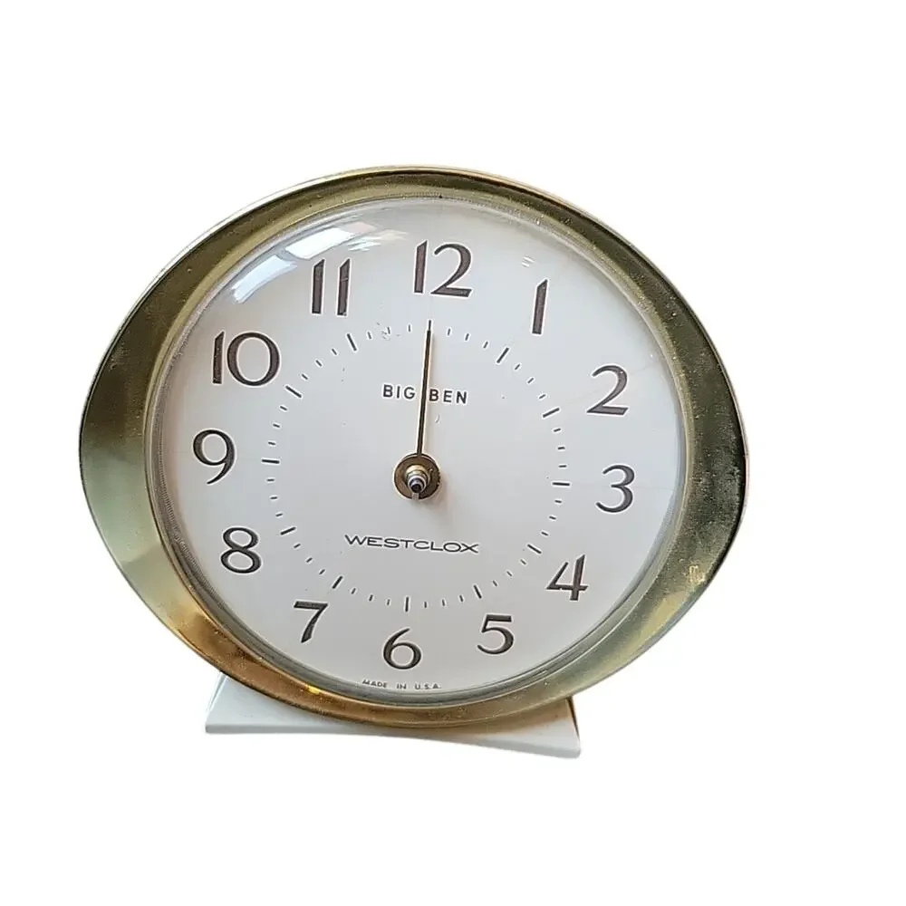Clock Big Ben Westclox White Face Vintage Alarm Glow in the dark Rehab Project